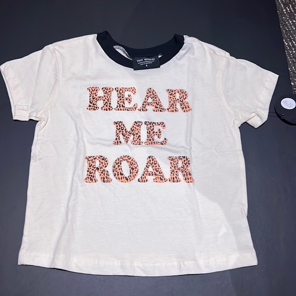 Girls Hear me Roar Tiny Whales tee shirt size 5T
